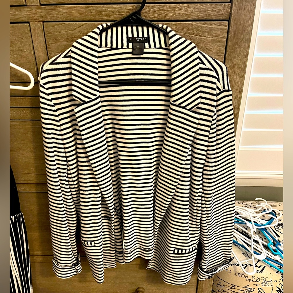 Ann Taylor Navy Stripped Blazer